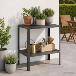 Table de rempotage, en acier enduit de poudre, noire, pour le jardin, 100 &times; 50 &times; 80 cm