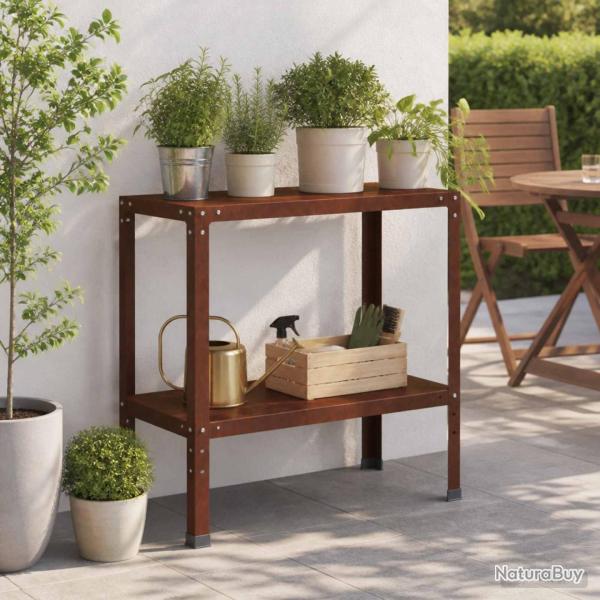 Table de rempotage en acier patin� rouill�e, 60 � 40 � 80 cm