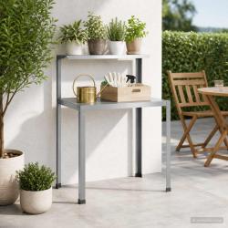 Table de rempotage en acier galvanis&eacute; argent&eacute;e, 60 &times; 50 &times; 104 cm