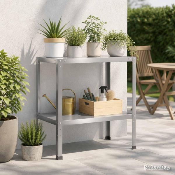 Table de rempotage en acier galvanis� argent�e, 60 � 50 � 80 cm