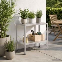 Table de rempotage en acier inoxydable argent&eacute;e, 60 &times; 50 &times; 80 cm