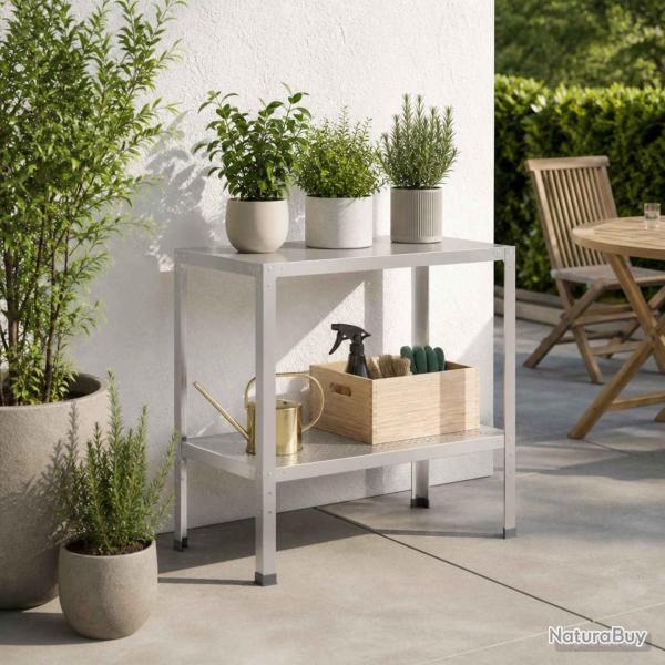 Table de rempotage en acier inoxydable argent�e, 60 � 50 � 80 cm