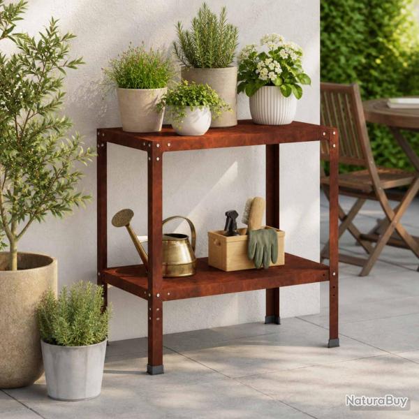 Table de rempotage en acier patin� rouill�e, 60 � 50 � 80 cm