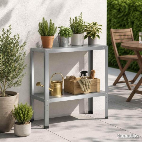 Table de rempotage en acier galvanis� argent�e, 80 � 40 � 80 cm