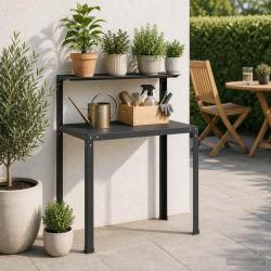 Table de rempotage en acier enduit de poudre noir, 80 &times; 50 &times; 104 cm