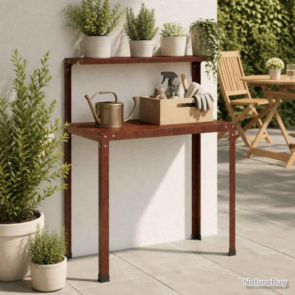 Table de rempotage en acier patin� rouill�e, 80 � 50 � 104 cm