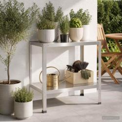 Table de rempotage en acier inoxydable argent&eacute;e, 80 &times; 50 &times; 80 cm