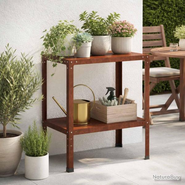 Table de rempotage en acier patin� rouill�e, 80 � 50 � 80 cm