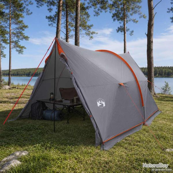 Tente avec auvent r�sistante � l'eau, grise et orange