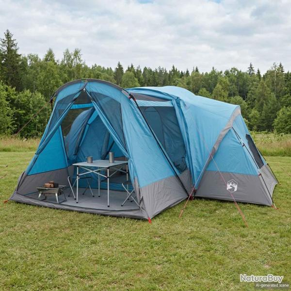 Tente de cabine avec auvent r�sistante � l'eau, 10 personnes, bleue, pour le camping