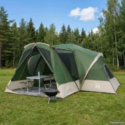 Tente de cabine avec auvent r&eacute;sistante &agrave; l'eau, 10 personnes, verte, pour le camping