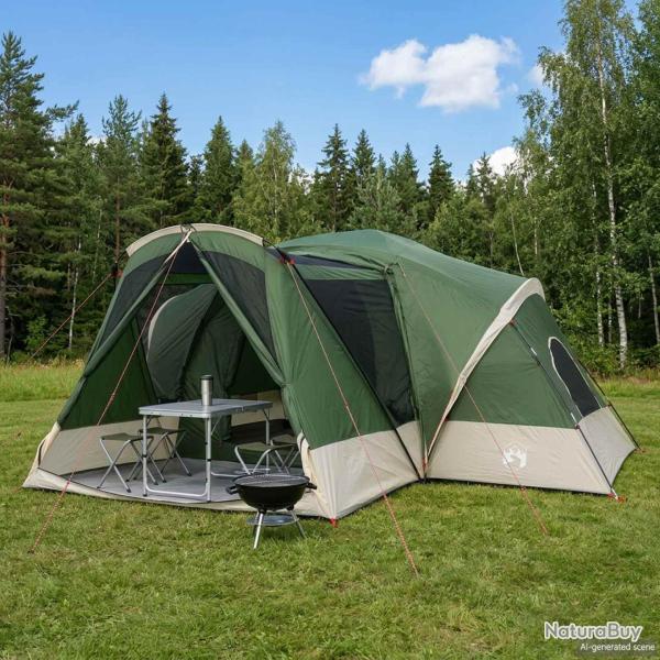 Tente de cabine avec auvent r�sistante � l'eau, 10 personnes, verte, pour le camping