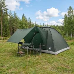 Tente de camping 6 personnes, vert arm&eacute;e, polyester et acier