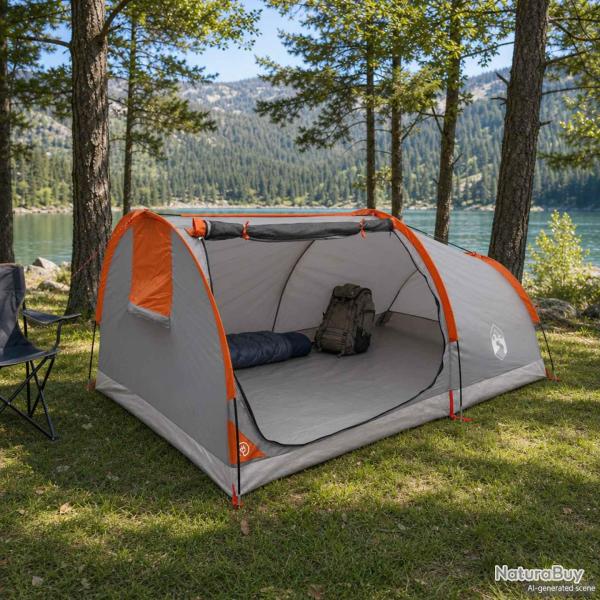 Tente de randonn�e imperm�able, 2 personnes, grise et orange, pour le camping