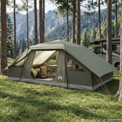 Tente familiale avec auvent imperm&eacute;able, 10 personnes, vert arm&eacute;e, pour le camping