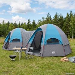 Tente familiale avec auvent imperm&eacute;able, 14 personnes, bleue, pour le camping