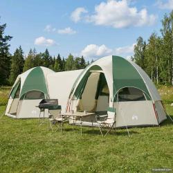 Tente familiale avec auvent imperm&eacute;able, 14 personnes, verte, pour le camping