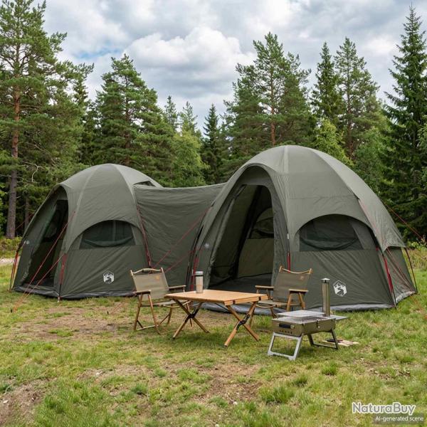 Tente familiale avec auvent imperm�able, 14 personnes, vert arm�e, pour le camping