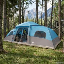 Tente familiale avec auvent imperm&eacute;able, 18 personnes, bleue, pour le camping