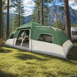 Tente familiale avec auvent imperm&eacute;able, 18 personnes, verte, pour le camping