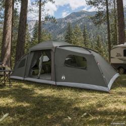 Tente familiale avec auvent imperm&eacute;able, 18 personnes, vert arm&eacute;e, pour le camping