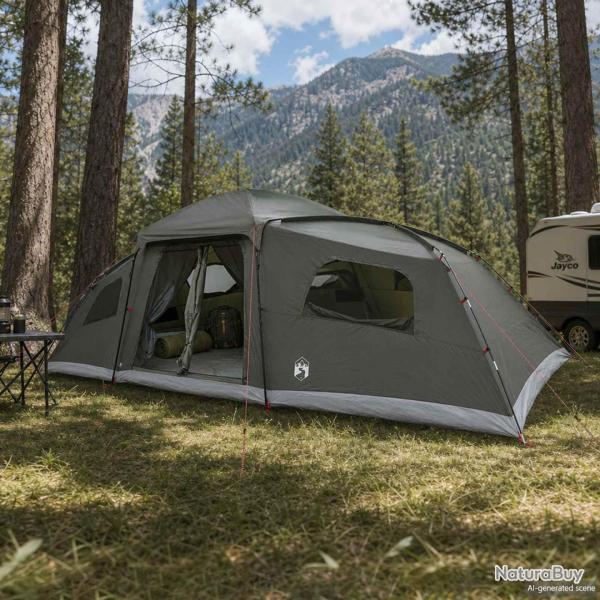 Tente familiale avec auvent imperm�able, 18 personnes, vert arm�e, pour le camping