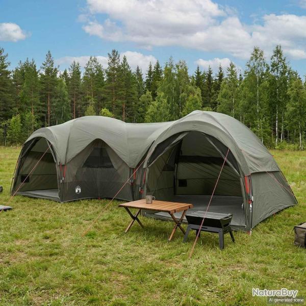 Tente familiale avec auvent imperm�able, 5 personnes, vert arm�e, pour le camping