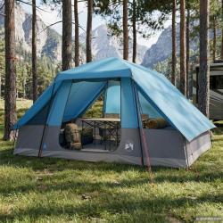 Tente familiale avec auvent imperm&eacute;able, 6 personnes, bleue, pour le camping