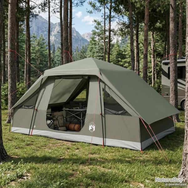 Tente familiale avec auvent imperm�able, 6 personnes, vert arm�e, pour le camping