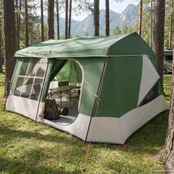 Tente familiale avec auvent imperm&eacute;able, 9 personnes, verte, pour le camping