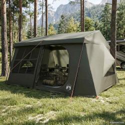 Tente familiale avec auvent imperm&eacute;able, 9 personnes, vert arm&eacute;e, pour le camping