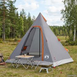 Tente tipi r&eacute;sistante &agrave; l'eau, grise et orange, 3 personnes, pour le camping