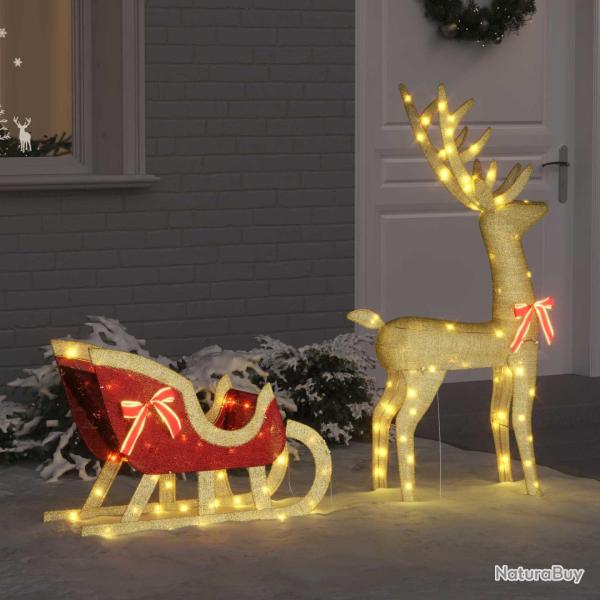 Tra�neau tir� par un renne, blanc chaud, 151 � 28 � 128,5 cm
