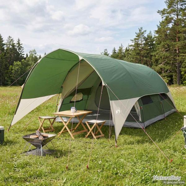 Tente tunnel r�sistante � l'eau avec double toit, verte, 10 personnes, pour le camping