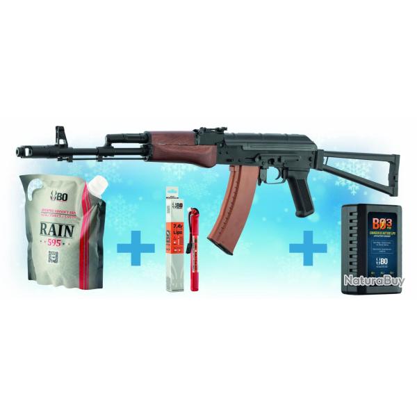 Pack de Noel r�plique AEG AK74 + batterie Lipo + chargeur + housse