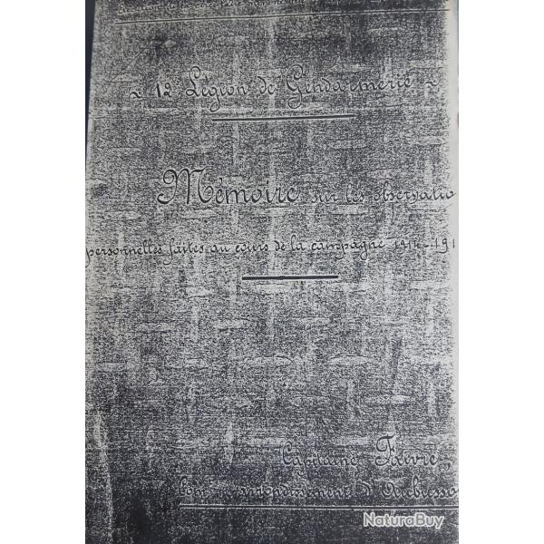 MEMOIRE DU CAPITAINE DE GENDARMERIE FAIVRE -  Pr�v�t� campagne 14/18