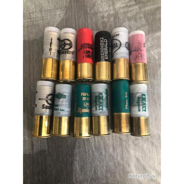 LIVRAISON OFFERTE  lotballes cal12/70 sauvestre ,winchester,  rottweil magnum,remington;wonders