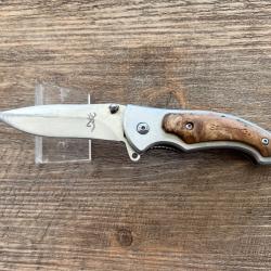 Couteau Browning en acier inoxydable et manche en bois