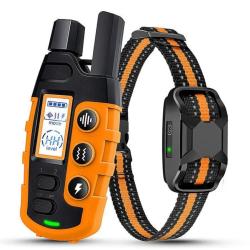 Collier de Dressage &Eacute;lectronique Chien (1100m) � Rechargeable & &Eacute;tanche (3 &agrave; 55 kg) - Orange