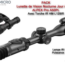 Lunette HIKMICRO de Vision Nocturne ALPEX Pro A50PL avec T&eacute;l&eacute;m&egrave;tre et Torche IR 1100 mW