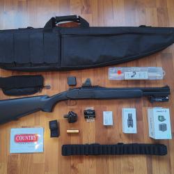 Fusil Country slug Synth&eacute;tique Canon court 47cm Cal 12/76 avec accessoires et &eacute;quipements tactiques