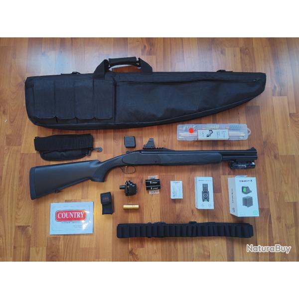 Fusil Country slug Synth�tique Canon court 47cm Cal 12/76 avec accessoires et �quipements tactiques
