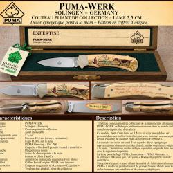 PUMA-WERK SOLINGEN - COUTEAU DE COLLECTION - D&Eacute;COR CYN&Eacute;G&Eacute;TIQUE ARNO HOPP - COFFRET & EXPERTISE
