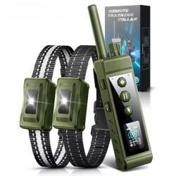 Lot de 2 Colliers de Dressage Chien (1000m) � T&eacute;l&eacute;commande Bi-Canal, &Eacute;tanche IP67, LED & 99 Niveaux