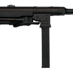 R&eacute;plique airsoft S&T MP40 AEG 6 mm m&eacute;tal noire - Crosse repliable, chargeur 50 billes