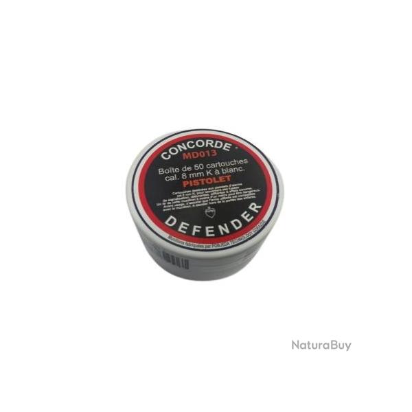 Cartouches CONCORDE DEFENDER calibre 8mm K � blanc (pistolet) x50
