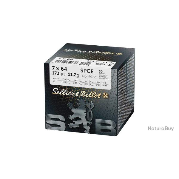 Munitions SELLIER BELLOT calibre 7x64 SPCE 173gr - 11.2g x50