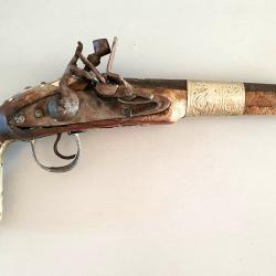 Pistolet ancien &agrave; silex Moukala Afrique Maroc XIX&Egrave;ME collection