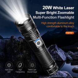 Lampe torche led tactique ultra-lumineuse Helius 3000 lumens &agrave; longue port&eacute;e, rechargeable