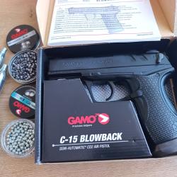 Pistolet Semi Automatic GAMO C-15 BLOWBACK CO2 AIR PISTOL Neuf